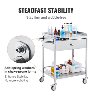 Heavybao 2-Layer Stainless Steel <strong>Cart</strong> 220 Lbs Weight Capacity Lab Utility <strong>Cart</strong> for Lab Clinic Kitchen Salon Medical <strong>Cart</strong> Trolley