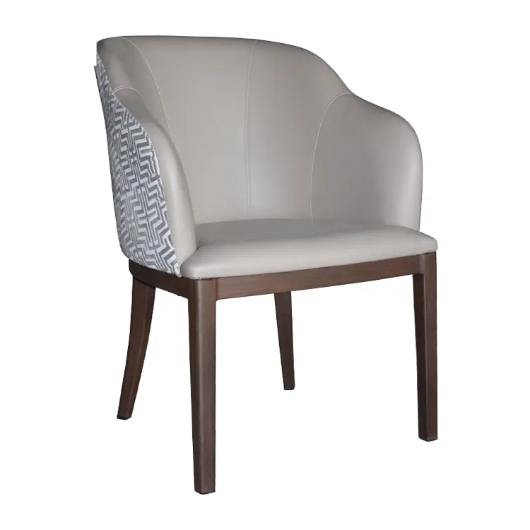 Bancos de comedor y sillas de cocina modernas Patas de metal de grano de madera Silla de comedor Wingback tapizada