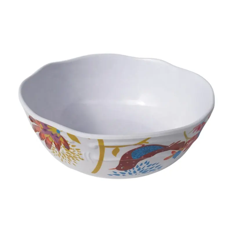 Bloem Side Onregelmatige Ronde Onbreekbaar Mengen Kleurrijke Gesneden 7 Inch Noodle Melamine Soepkom