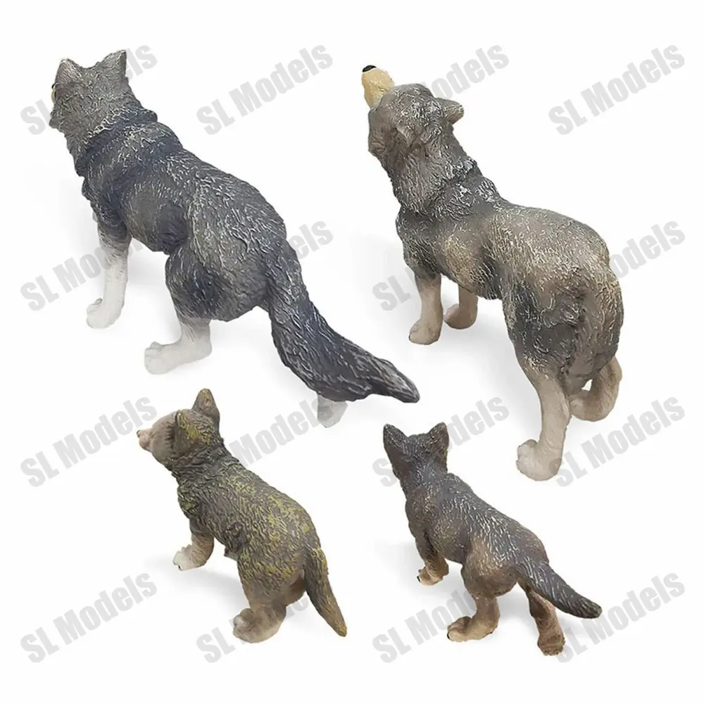 SL modèles 5 pièces solide en plastique réaliste animaux sauvages modèles jouets PVC Mini Cool loup sauvage famille modèle ensemble Zoo animaux figurines