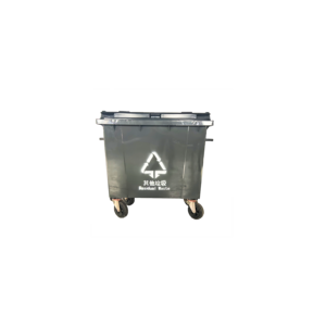 Cubo de basura grande de metal para exteriores de 1100L/660L, práctico contenedor de almacenamiento de HDPE con estructura integrada, capacidad de 240L - Product Image 1
