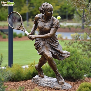 YOUFINE Personnalisé Taille Réelle Grande Sculpture Moderne En Bronze Coulé Tennis Athlète Féminine Athlétique Sport <span class=keywords><strong>Statue</strong></span> En Laiton Figure Sculpture pour Lieu - Product Image 4