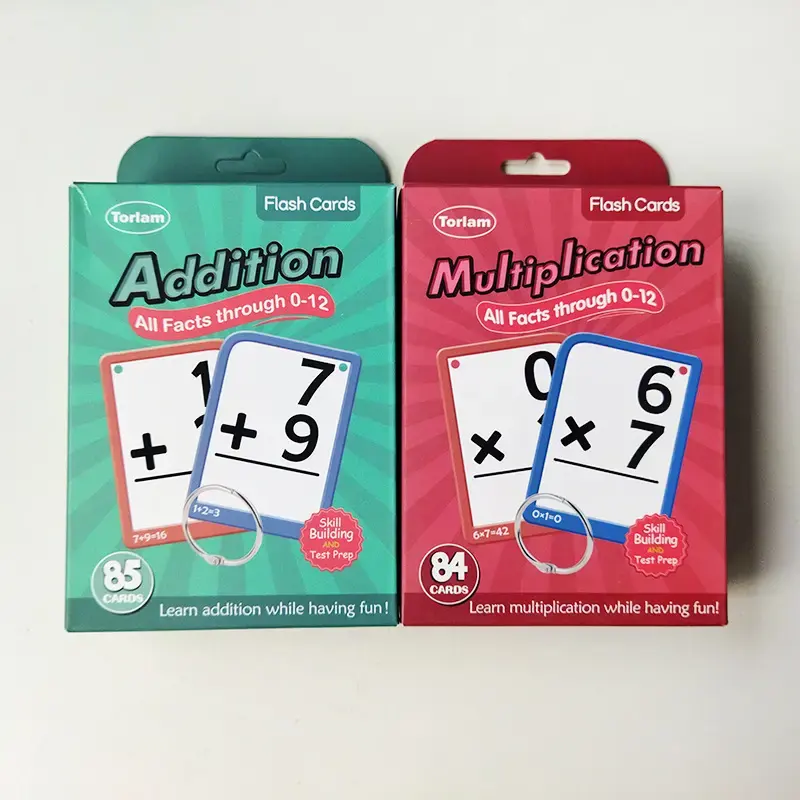 Cartes éducatives flash personnalisées cartes pédagogiques cartes mathématiques emballage avec boîte pour enfants écoliers éducation de bébé