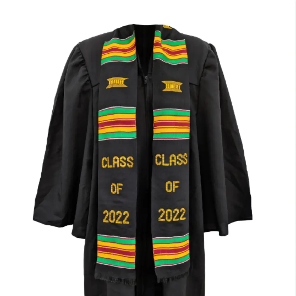 Stola di laurea Kente nera colori vivaci classe di stola di laurea 2023