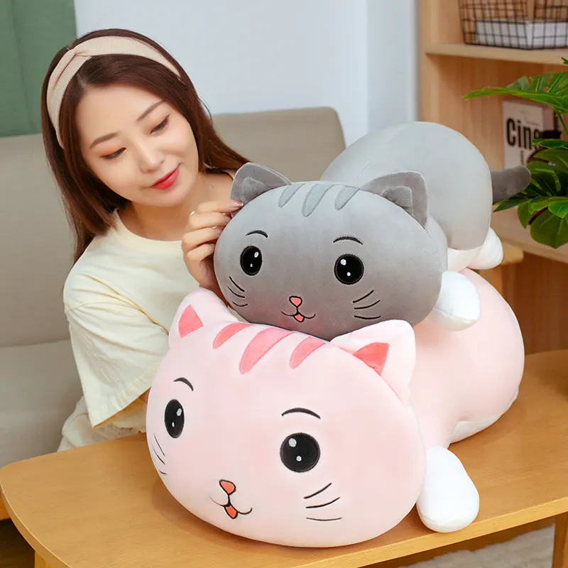 Cute Sleeping Anime Long Pillow 60cm Cartoon Design Stuffed Animal Pillow Kawaii Cat Pillow