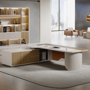 Patron veya yönetici için Modern yönetici 2-3.2m patron masası l-şekilli ofis mobilyaları