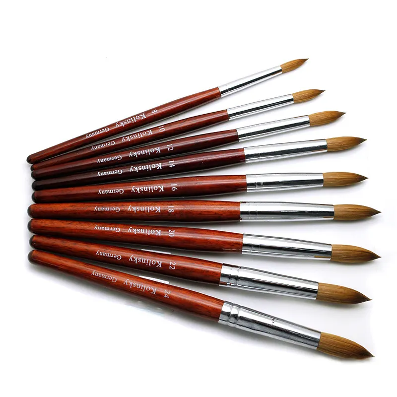 Top Quality rosso manico in legno 30% Kolinsky acrilico pennelli per unghie arte Nail Painting strumenti di disegno per salone pennello