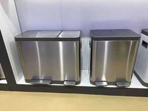 Cubo de almacenamiento de clasificación de basura, Cubo de reciclaje de cocina de acero inoxidable con doble compartimento de 20L + 20L - Product Image 5