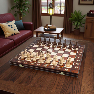 Bán Buôn Tùy Chỉnh Gấp Bằng Gỗ Giải Đấu Cờ Vua Và Cờ Du Lịch Đặt 15x15 20x20 21x21 Kích Thước Cho Trẻ Em - Product Image 6