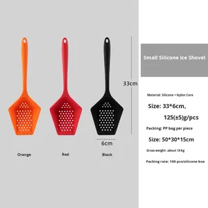Qua biên giới PP dài rãnh Muỗng Tách Nước Nhà Bếp Lọc Silicone Ice Scoop mì Lọc thoát nước muỗng - Product Image 5