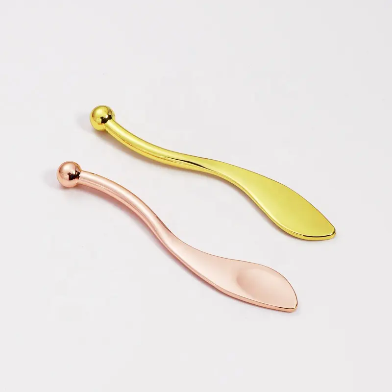 Dễ dàng sử dụng kẽm hợp kim vàng Mặt Kem muỗng spatulas đôi đầu 8cm kim loại kem mắt massage thanh