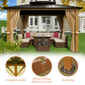 10' X 12' Hardtop Metal Grain <strong>Gazebo</strong> Double Roof Vertical <strong>Line</strong> Design PVC Aluminum Frame Arch Pergola Pavilion <strong>Gazebo</strong> Hybrid - Product Image 3