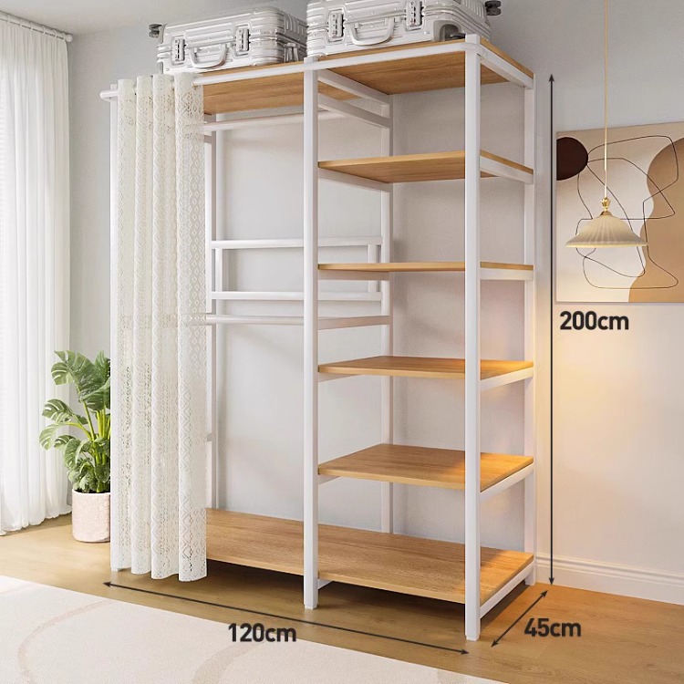 120*45*200-white frame steel and wood combination