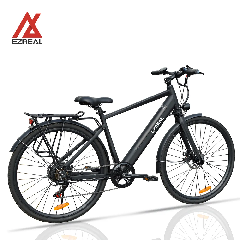Ezreal bicicleta elétrica 250w 350w, bicicleta de 6 velocidades, 700c, entrega da cidade e da bicicleta com rack traseiro