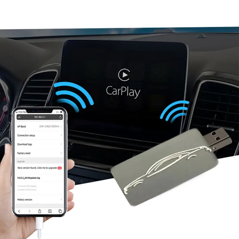 Adaptador inalámbrico 2 en 1 para Android IOS Compatible con Hicar Dongle CarPlay Box para Ford Lexus Audi Benz BMW Skoda Nissan Hyundai Toyota