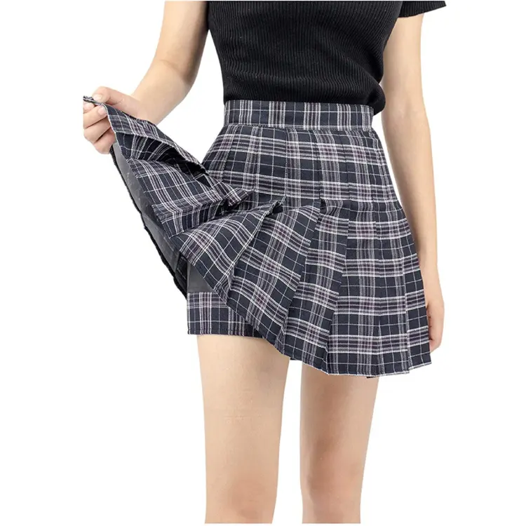 Nouvelle jupe de bureau à carreaux de bonne qualité, taille haute, Sexy et plissée pour femmes, vente en gros
