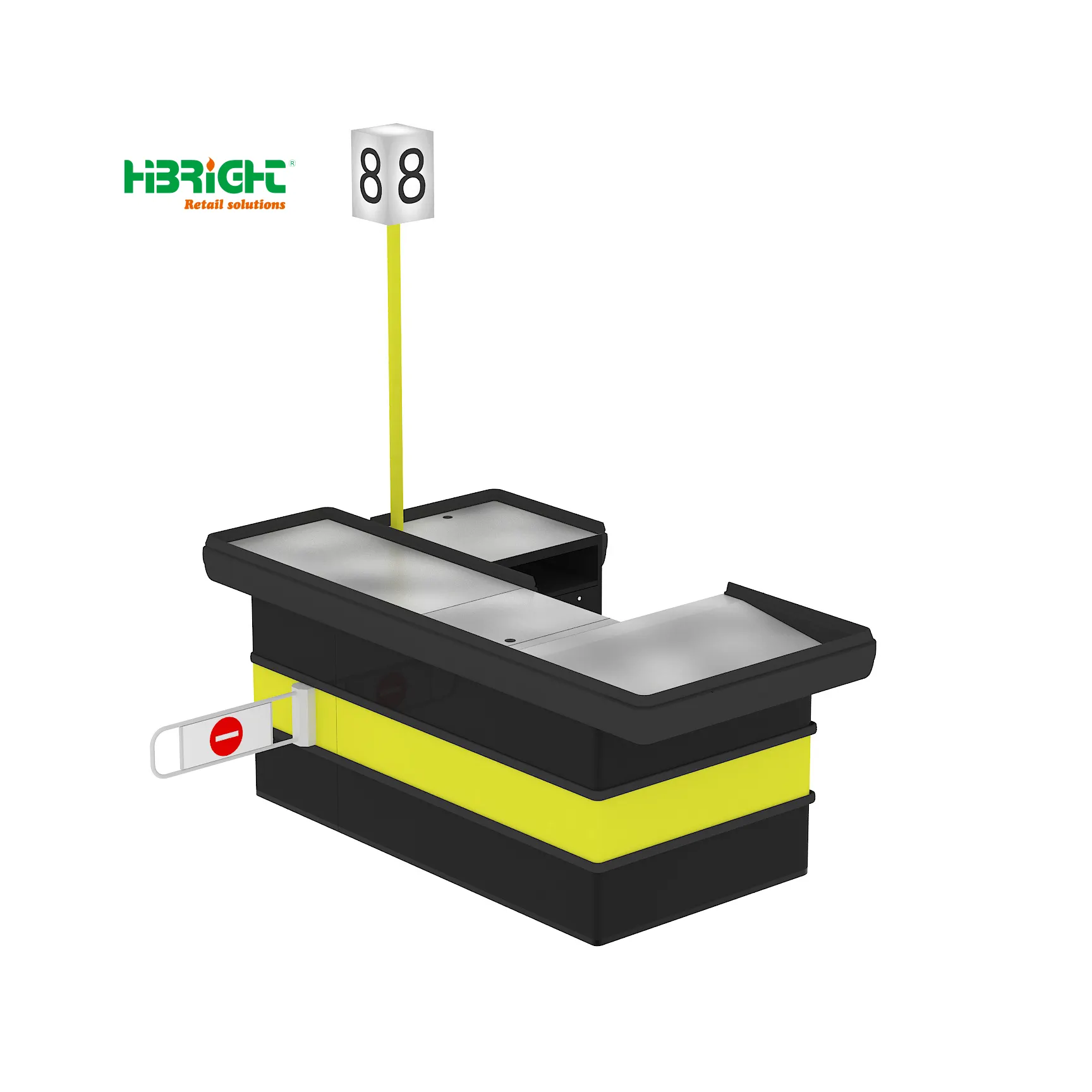 Aço inoxidável cinto varejo loja caixa reta checkout contador com porta automática