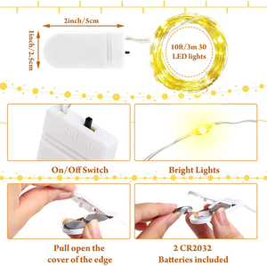 1M 10LEDs/2M 20LEDs/3M 30LEDs peri dize işıklar festivali Mini mikro bakır tel lambası pille çalışan Led şerit dize peri - Product Image 3