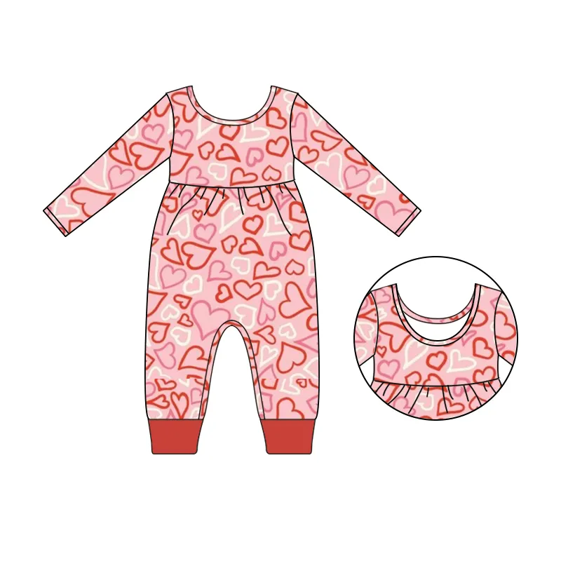 टॉप सेल का नया डिजाइन बेबी रोम्पर हार्ट रेड 100% कॉटन लंबी आस्तीन बेबी कपड़े