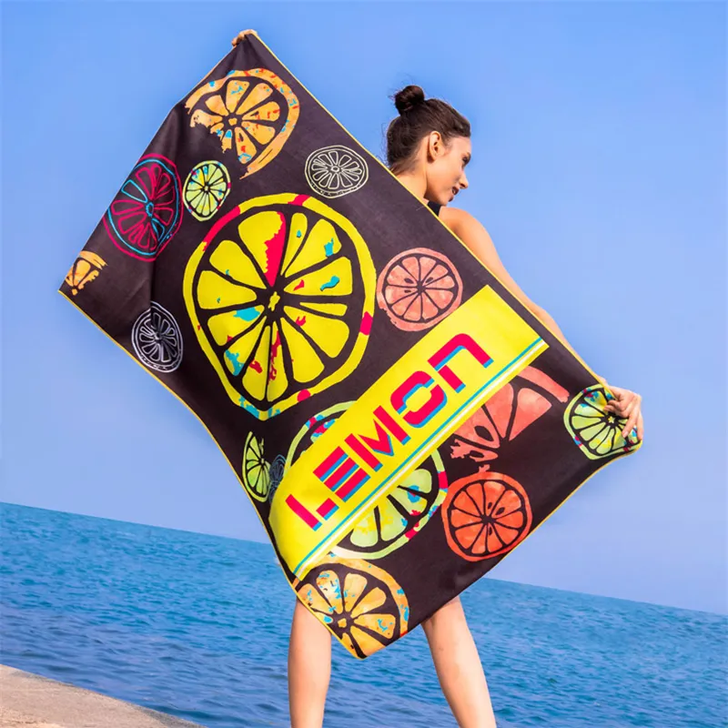 Asciugamano da spiaggia in microfibra Ultra assorbente con stampa di trasferimento personalizzato Premium OEM asciugamano da viaggio gratis con borsa personalizzata