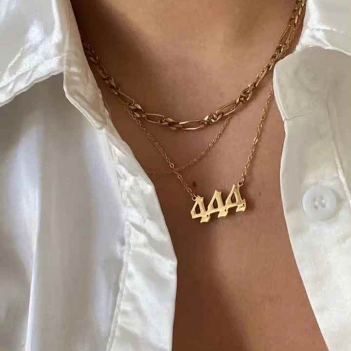 Waterproof Dainty Spiritual Stainless Steel Jewelry 111 222 333 444 555 666 777 888 999 Angel Number Necklace for Her Gift