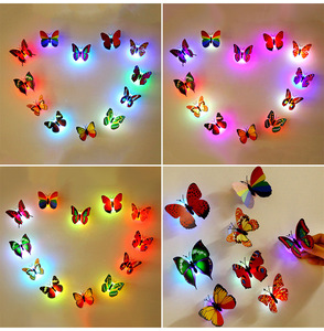 Yeni BAHE toptan güzel çıkartması PVC duvar Sticker aydınlatma 3d tereyağı sinek kelebek Led dekorasyon ışığı LED de mariposa