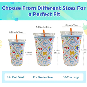 Fabriek Groothandel Custom Ontwerp Neopreen Ijs Koffie Mouw 3 Maat 16-32Oz Herbruikbare Koffie <span class=keywords><strong>Cup</strong></span> Houder Coozies Voor Warme En Koude Drank - Product Image 3