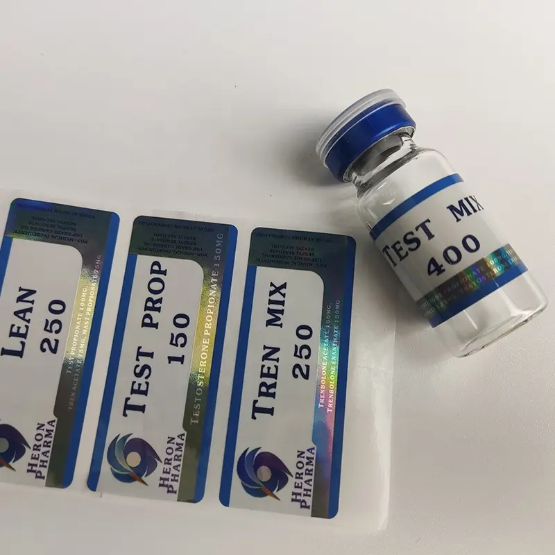 Etichette olografiche per fiale di peptidi da 10ml di dimensioni standard di design personalizzato all'ingrosso per test cypionate 20ml