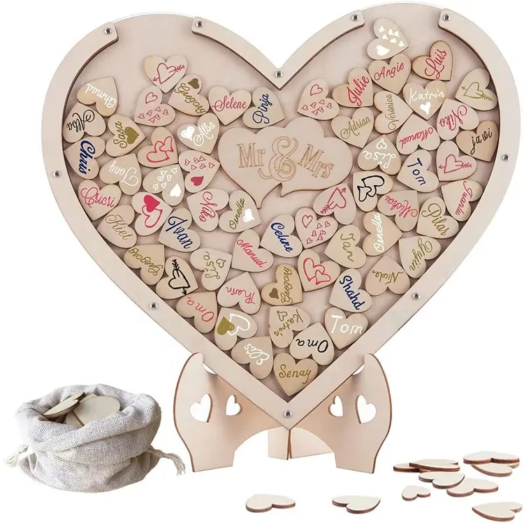 Coração de madeira rústica artesanal, quadro de coração de madeira natural para casamento, convidado, livro, lembranças de casamento