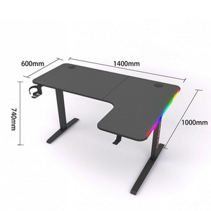 Игровой стол с розеткой светодиодный L-образный компьютерный стол - Product Image 6