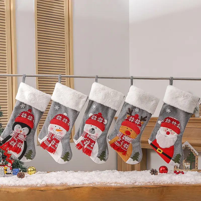 Новые подарочные носки, Рождественская елка, подвеска, Подарочная сумка, рождественские украшения для дома, трехмерные рождественские носки с бахромой