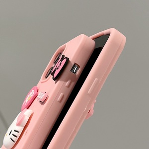 DIY sevimli kitty silikon telefon kılıfı kapak iphone 11/12/13//14