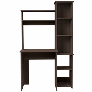 DB Smokey Oak Escritorio de 6 estantes Mesa extensible de computadora portátil con librería incorporada para sala de estar Material de madera - Product Image 4