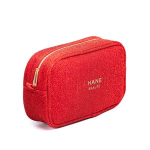 Factory Custom Large Capacity Soft Red Velvet Cosmetic Bag with Golden Zipper Fashionable Pleuche Makeup <strong>Pouch</strong> for Travel - Product Image 6