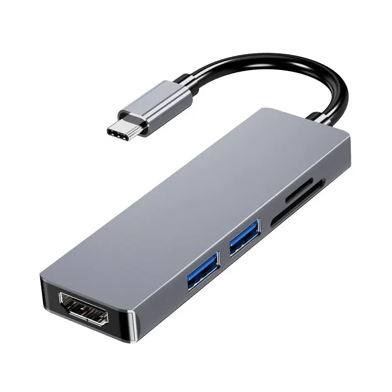 SY 5 في 1 USB C محور متعدد الموافذ: HDMI 4K، USB 3.0 وUSB2.0 موافذ TF محور SD محطة توصيل للكمبيوتر المحمول