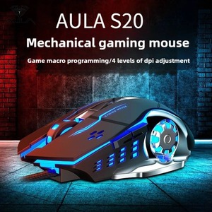 AULA S20 USB cablato Mouse da gioco 6 tasti accessorio meccanico E-sport con programmazione Macro Design ergonomico retroilluminato 3D - Product Image 2