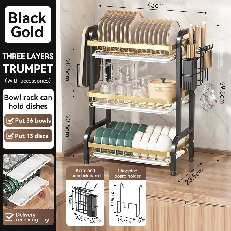 3-tier * full set * black+gold