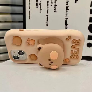 キャラクターiPhone16シリーズ用3D立体シリコンカバーかわいい漫画15プロマックスラブスタンドソフト保護電話ケース - Product Image 6