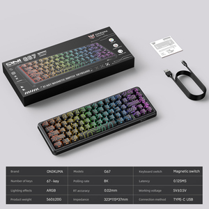 ONIKUMA G67カスタマイズキーボード磁気スイッチ高速トリガー8KHzメカニカルキーボードRGBワイヤードゲーミングキーボード67キーキャップ - Product Image 2