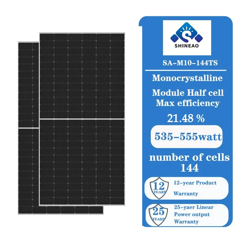 Shineao modul PV panel surya 550w, untuk penggunaan di rumah dan tanaman daya komersial hingga catu daya stabil dengan sel BOB MONO 144