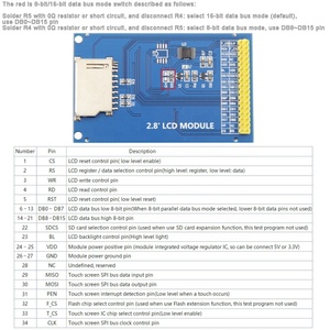 DIYmalls 2,8 "Zoll TFT LCD-Bildschirm modul ILI9341 320x240 3,3 V/5V RGB 65K Farbe für Arduino ESP32
