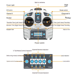MicroZone MC6C <strong>Mini</strong> V2 2.4G 6CH Controller <strong>Transmitter</strong> with Receiver Radio System for <strong>RC</strong> Airplane Drone Multirotor Helicopter - Product Image 6