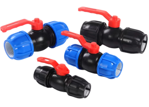 PP HDPE boru sıkıştırma parçaları PN16 basınç çift erkek dişli tek üç yolu plastik küresel vana sulama için - Product Image 4