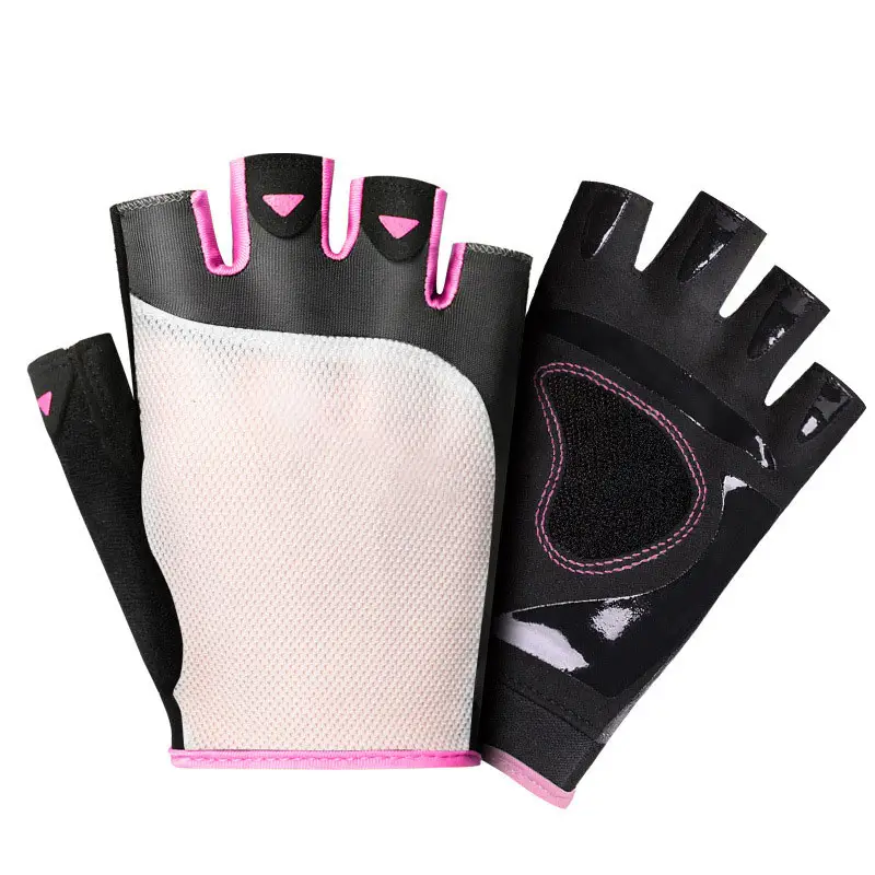 Venta al por mayor Guantes de gimnasio Rosa Transpirable Deporte Guantes de levantamiento de pesas Mujeres