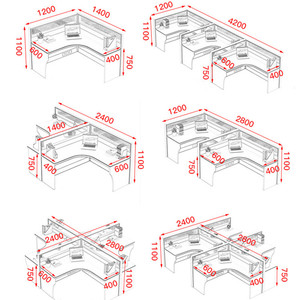 价格便宜现代设计4人办公电脑桌员工工作站办公家具桌 - Product Image 3