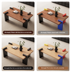 Fabrika doğrudan Modern çay masası Set basit kare tasarım ceviz Finish ile kapalı oturma odası merkezi kullanımı için ucuz fiyat - Product Image 4