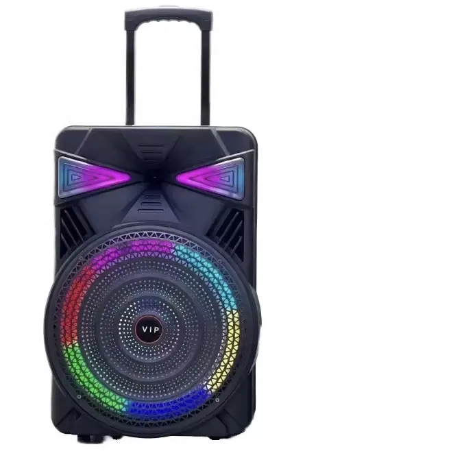 15 Zoll tragbarer Outdoor Bluetooth Lautsprecher RGB Licht Viereck Tanz Karaoke Subwoofer Karte Lautsprecher batteriebetriebener Plastiklautsprecher