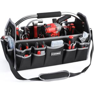 Kowsinde 18インチ電気技師ツールバッグ26ポケット取り外し可能ショルダーストラップスチールハンドルオープントップ多くの工具を保持 - Product Image 1