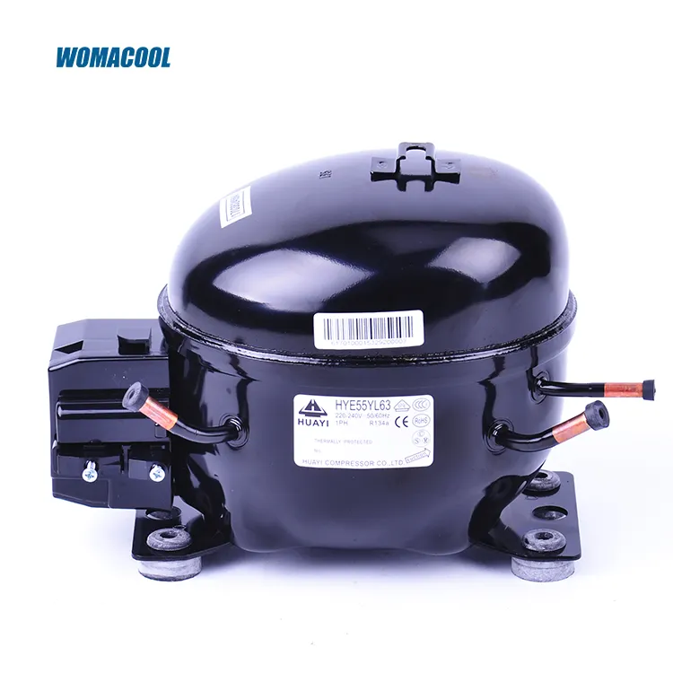 Womacool compressor hye55y63 huayi para cozinha, frigorífico, r134a, pistão, 1/5 cavalos