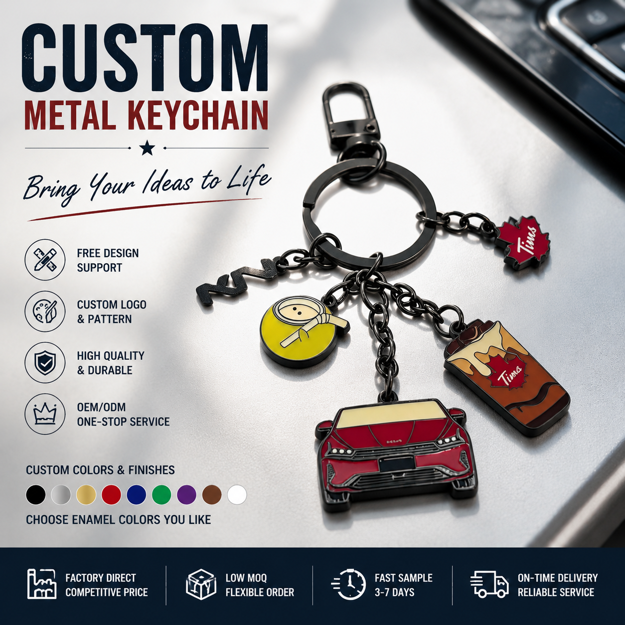 Shaker Multi Charm Metal Keychain